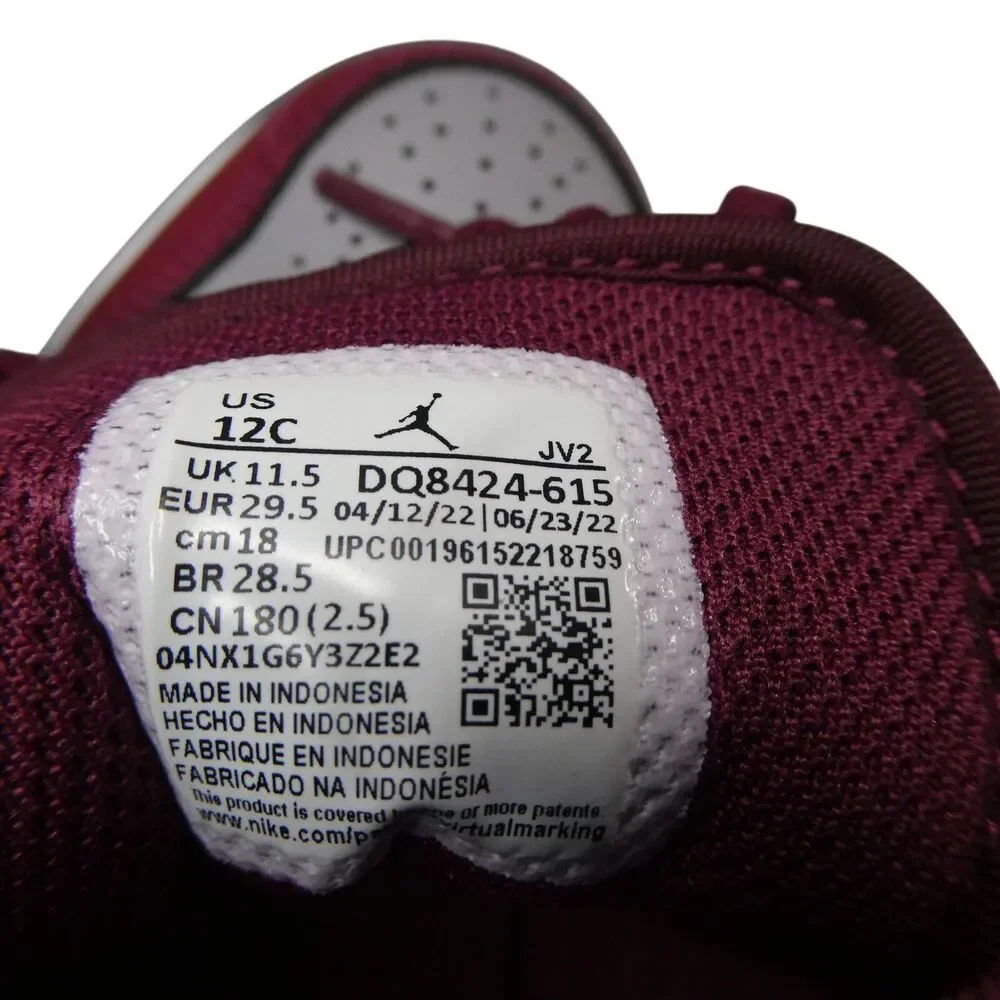 Nike Air Jordan 1 Mid PS Kids US 12C Cherrywood Red Cement Grey